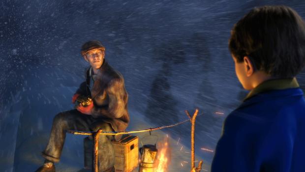 Der Polarexpress - Auf dem Dach vom Polarexpress lernt der kleine Junge einen Mann kennen, der ihm erzählt, dass er der Herr über den Nordpol ist ... © Warner Bros. Pictures