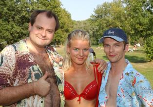 v.l.n.r.: Markus Majowski, Mirja Boes und Ralf Schmitz sind die "Dreisten Drei" © Sat.1