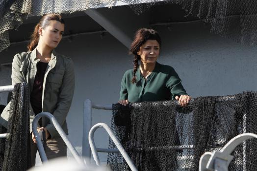 Navy CIS - Ein Offizier der Küstenwache wird auf einem führerlosen Schiff erschossen. Die Crew ist von Bord gegangen. Als Gibbs und seine Leute zusammen mit Agent Borin an Bord kommen, hören sie Geräusche unter Deck und finden dort eine libanesische Familie eingeschlossen in einem der Räume. Ziva (Cote de Pablo, l.) und Mariam Bawali (Shohreh Aghdashloo, r.) ... © CBS Television