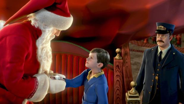 Der Polarexpress - Das hätte der kleine Junge (M.) nicht gedacht - er steht tatsächlich dem echten Weihnachtsmann (l.) gegenüber ... © Warner Bros. Pictures