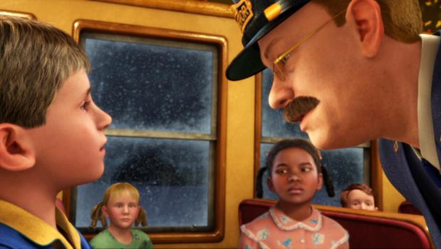 Der Polarexpress - Der kleine Junge (l.) hat die Notbremse gezogen, um einem anderen Kind das Einsteigen zu ermöglichen, was den Schaffner (r.) empört, denn schließlich darf sich der Polarexpress auf keinen Fall verspäten! © Warner Bros. Pictures
