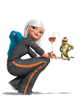 Monsters vs Aliens - Im Kampf gegen böse Aliens: Gigantika (2.v.l.), Dr. Kakerlake (2.v.r.), Missing Link (r.) und B.O.B (l.) ... © TM and   2008 by DreamWorks Animation LLC. All rights reserved.