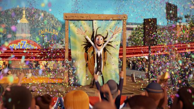 Wolkig mit Aussicht auf Fleischbällchen - Er hat es geschafft! Der leidenschaftliche Tüftler Flint Lockwood hat etwas entwickelt, was die Menschen auf der Affeninsel glücklich macht ... © 2009 Sony Pictures Animation Inc. All Rights Reserved.