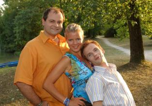 v.l.n.r.: Markus Majowski, Mirja Boes, Ralf Schmitz sind die "Dreisten Drei". © Sat.1