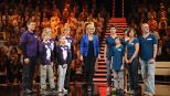 "Die perfekte Minute": Ulla Kock am Brink (M.) mit ihren Kandidaten Thomas (l.), Ute (5.v.l.), Hannah (3.v.l.), Sarah (4.v.l.) und Noah Urban (2.v.l...